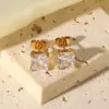 Wholesale PVD Coated Real Gold Plated 304 Stainless Steel Fashion Waterproof Non Tarnish 304 Stainless Steel Earrings