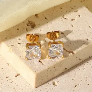 Wholesale PVD Coated Real Gold Plated 304 Stainless Steel Fashion Waterproof Non Tarnish 304 Stainless Steel Earrings