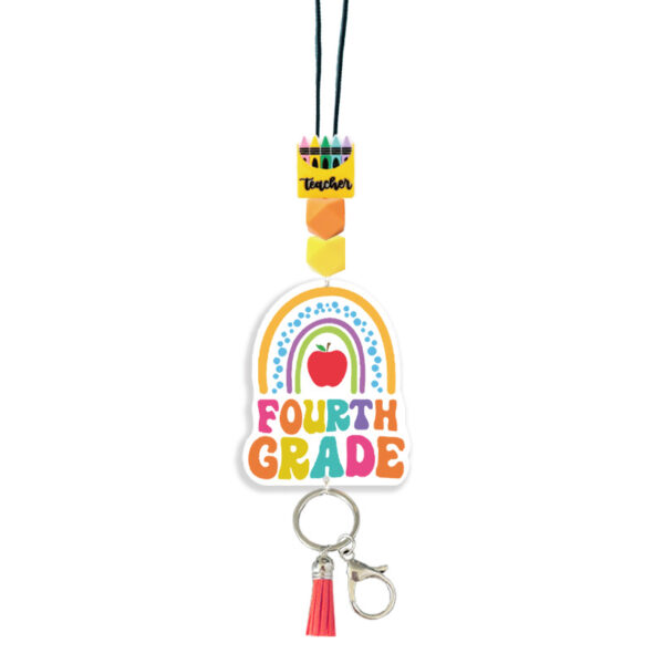 Wholesale Amazon Supply Teacher Rainbow Lanyard Silicone Bead String Lanyard Bohemian Beaded Lanyard Keychain Pendant