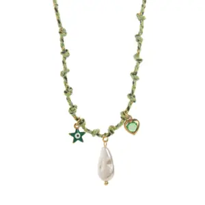 Pearl Green Rope Necklace