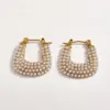 Wholesale Trendy Fashion Ins Style Gold-Plated Imitation Gold 304 Stainless Steel Imitation Pearl U-Shaped C-Shaped Simple Stud Earrings