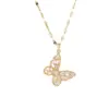 Wholesale Real Gold Plated Butterfly 304 Stainless Steel Fashion Waterproof Non Tarnish Pendant Necklace
