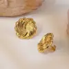 Wholesale 1 Pair Simple Style Streetwear Commute Round 304 Stainless Steel Imitation Gold Electroplating Ear Studs