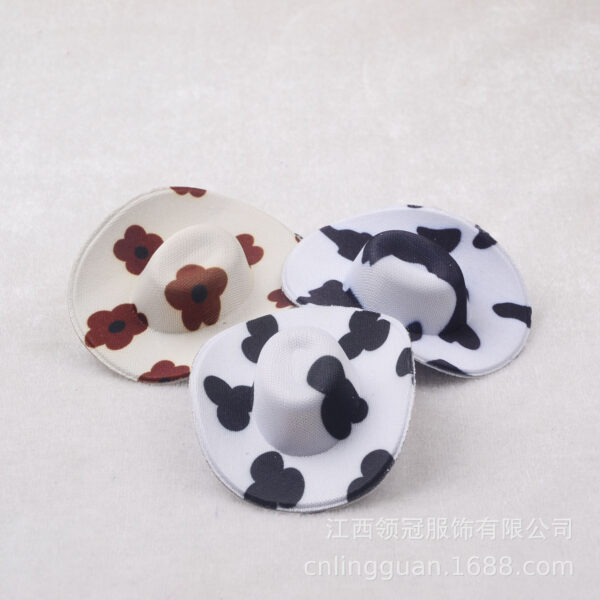 Wholesale New Cross-border Black and White Color Block Printed Toy Cowboy Hat Toy Doll Hat eva Hat 6.8cm