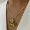 18K Gold Plated 316L Stainless Steel Flower Waterproof Non Tarnish Surgical Steel Exaggerated Snake Chain Pendant Necklace For Women's