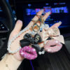 Wholesale New clay lips pearl chain car key chain pendant creative Korean bow bag ornaments women's cross-border