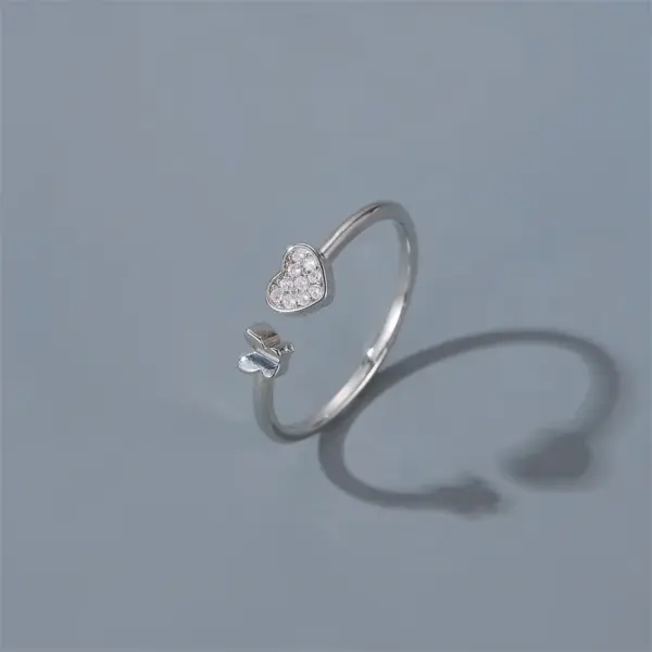 Wholesale Copper Plating Heart Artificial Gemstones Copper Rings