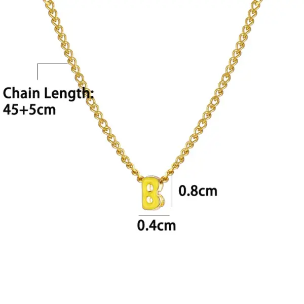 Wholesale Single 304 Stainless Steel Women's 18K Gold Plated Colorful Initial 3D Oil Drop Bubble Letter Pendant Necklace