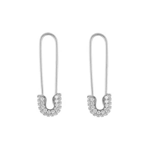 Wholesale Ins Style Paper Clip Copper Inlay Zircon Earrings 1 Pair