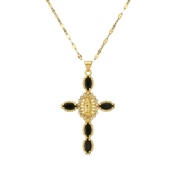 Wholesale PVD Coated Human Cross Titanium Steel Copper Simple Style Commute Waterproof Non Tarnish Titanium Steel Pendant Necklace