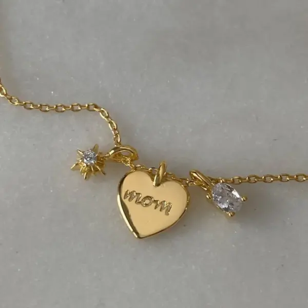 Wholesale 201 Stainless Steel Copper Letter Heart Shape Water Plating Vacuum Plating Zircon 18K Gold Plated Simple Style Inlay Cable Chain Gold Pendant Necklace