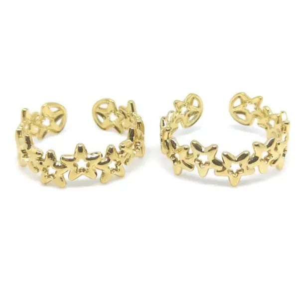 Wholesale Simple Style Star Titanium Steel Open Ring Plating Stainless Steel Rings