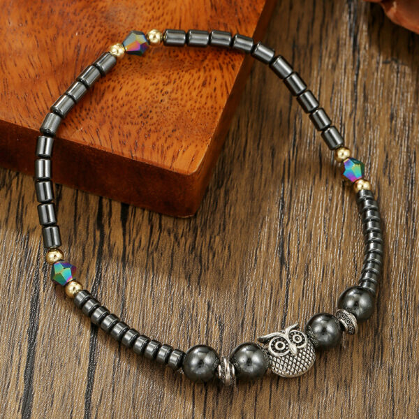 Wholesale Amazon Hot Selling anklet AB Color Black Gallstone anklet Women's Beach Holiday Style Handmade Beaded Owl anklet Women