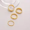 Wholesale PVD Coated Real Gold Plated Solid Color 304 Stainless Steel Simple Style Waterproof Non Tarnish Rings