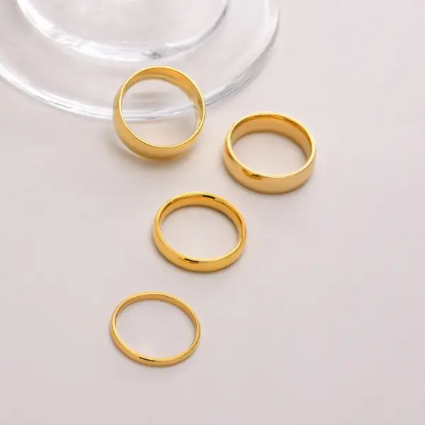Wholesale PVD Coated Real Gold Plated Solid Color 304 Stainless Steel Simple Style Waterproof Non Tarnish Rings