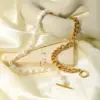 Wholesale 201 Stainless Steel Freshwater Pearl Color Block PVD Coated 18K Gold Plated Real Gold Plated Luxurious Romantic Waterproof Non Tarnish Beaded Plating Necklace