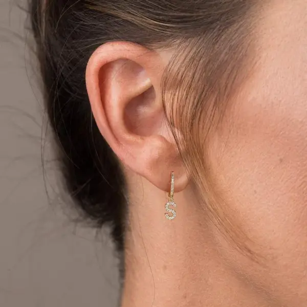 Wholesale PVD Coated Real Gold Plated Letter Stainless Steel Waterproof Non Tarnish Earrings