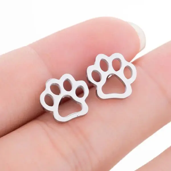Wholesale PVD Coated 18K Gold Real Gold Plated Paw Print 304 Stainless Steel Simple Style Waterproof Non Tarnish Ear Studs