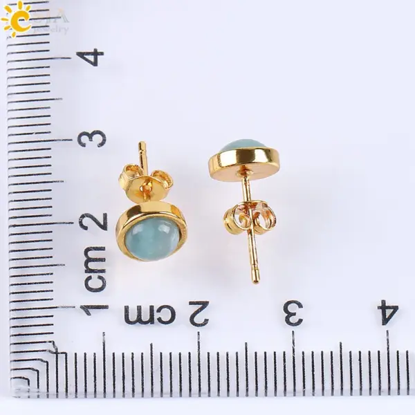 1 Pair Round Natural Stone Natural Stone Ear Studs For Women'S