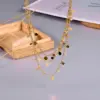 Wholesale PVD Coated 18K Real Gold Plated Conical Rectangle 304 Stainless Steel Waterproof Non Tarnish Inlay Inlaid Necklace
