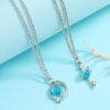 Wholesale Blue diamond clavicle necklace set