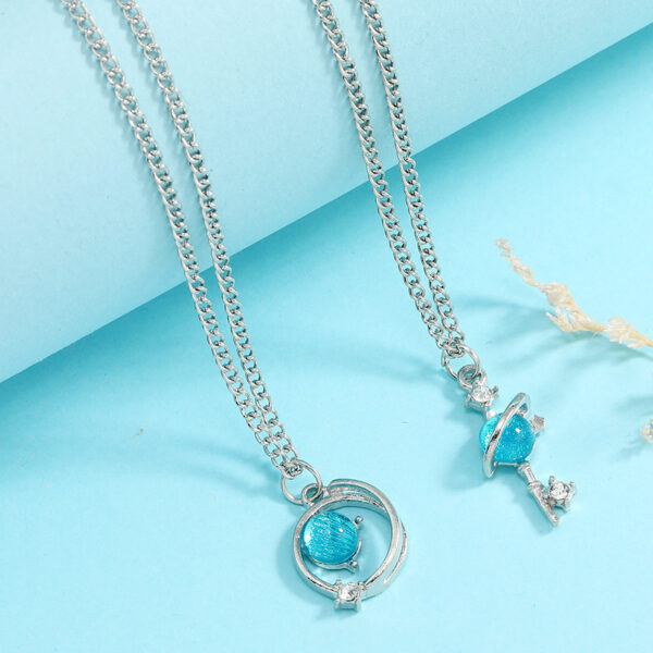 Wholesale Blue diamond clavicle necklace set