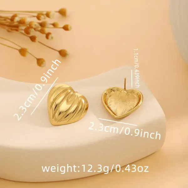 Wholesale 1 Pair Casual Simple Style Streetwear Waves Heart Shape Flower Plating 304 Stainless Steel Ear Studs