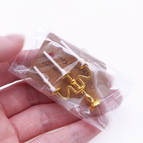 Wholesale Doll House Mini European Candlestick Simulation Retro Candle Lamp Miniature Western Restaurant Scene Props Matching Model