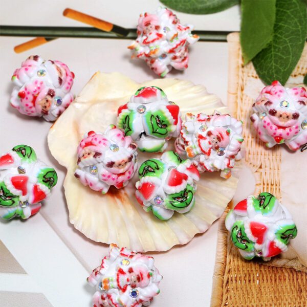 Wholesale Christmas resin clay loose beads, heavy-duty through-hole beads, DIY holiday beaded pen accessories