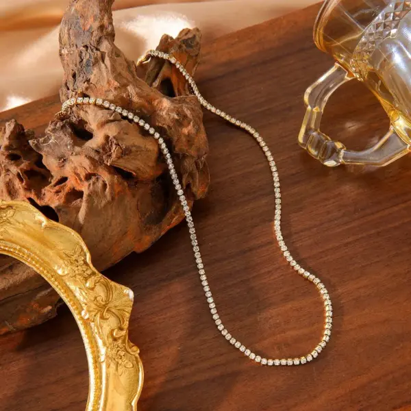 Wholesale Jewelry Simple Style Shiny Geometric 304 Stainless Steel 18K Gold Plated Plating Necklace Tennis Chain