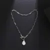 Wholesale Elegant Water Droplets Stainless Steel Freshwater Pearl Toggle Pendant Necklace