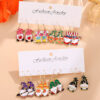 Wholesale New cross-border holiday dwarf earring set: dwarf witch hat, pumpkin, Christmas lights, snowflake, and Easter egg earrings.