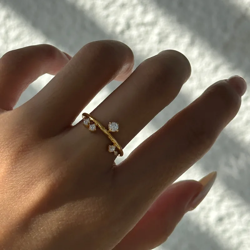 Wholesale Simple Style Classic Style Square Titanium Steel Inlay Zircon Rings
