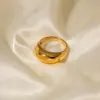 304 Stainless Steel Solid Color PVD Coated Real Gold Plated INS Style Simple Style Waterproof Non Tarnish Plating Gold Silver Rings