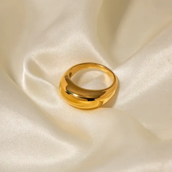 304 Stainless Steel Solid Color PVD Coated Real Gold Plated INS Style Simple Style Waterproof Non Tarnish Plating Gold Silver Rings