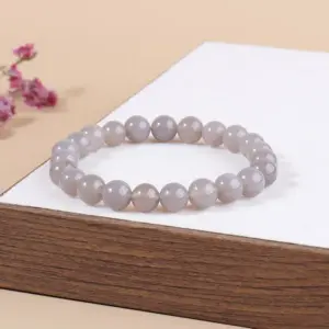 7a Natural Gray Agate Bracelet / Diameter 6.1-6.8mm (about 30-32 Pieces)