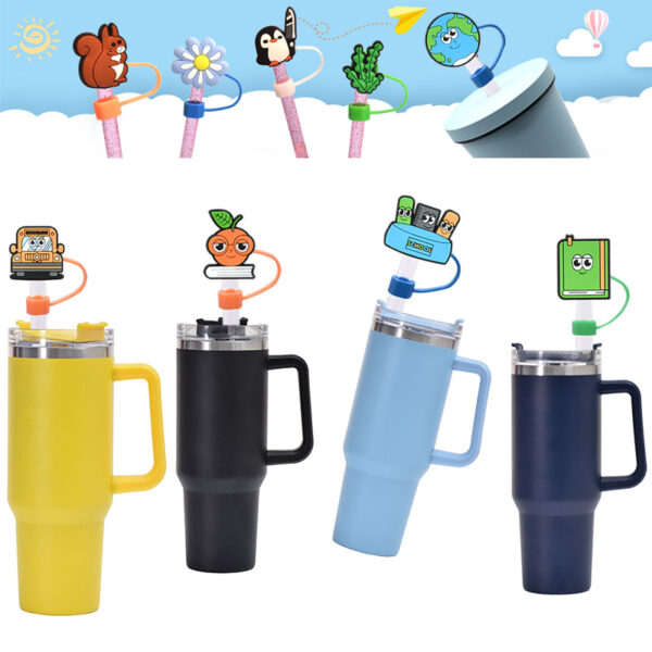 Wholesale Random 100pcs 10MM school series dust plug cup straw accessories