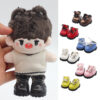Wholesale labubu cloth cloth 10cm cotton doll bright leather round head strap suit shoes finger shoes 3.8*2.3cm