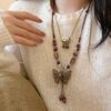 Wholesale Ceramic Necklace New Chinese Ethnic Style Retro Ceramic Butterfly Beaded Clavicle Chain High-End Niche Versatile Gift