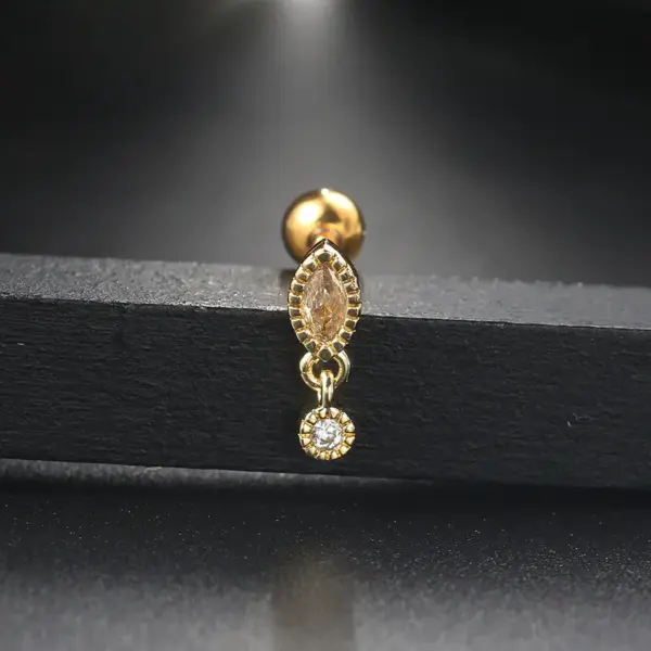 1 Piece Fashion Pentagram Heart Shape Flower Plating Inlay Copper Zircon Ear Studs