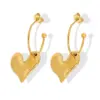 Wholesale PVD Coated Real Gold Plated 18K Gold Heart Shape 304 Stainless Steel Fashion Waterproof Non Tarnish Earrings