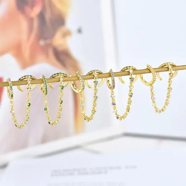 Fashion Geometric Copper Artificial Gemstones Earrings