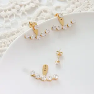 Wholesale PVD Coated Real Gold Plated 18K Gold C Shape 304 Stainless Steel Fashion Waterproof Non Tarnish Earrings