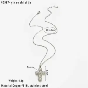 Silver Full Zirconium Cross / Average Size