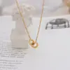 PVD Coated Real Gold Plated 18K Gold Double Ring Titanium Steel Simple Style Waterproof Non Tarnish 304 Stainless Steel Pendant Necklace