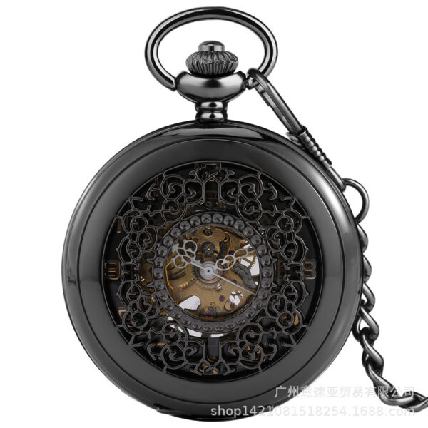 Wholesale Factory Supply Fashion Hollow Window Flower Manual Mechanical Pocket Watch Roman Literal Men's Gift Watch Foreign Trade Hot Sale