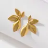 Wholesale Real Gold Plated 316 Stainless Steel PVD Coated Leaf Dragonfly Basic Simple Style Classic Style Hoop Earrings For Women's