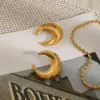 Wholesale 304 Stainless Steel Moon PVD Coated 18K Real Gold Plated Real Gold Plated 18K Gold Vintage Style Simple Style Classic Style Waterproof Non Tarnish Ear Studs