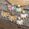 Wholesale Cross-border European and American Rafi Grass Round Shell Tassel Style Earrings Bohemian Beach Style Woven Earrings