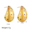 Wholesale 304 Stainless Steel Water Droplets PVD Coated Artificial Diamond 18K Real Gold Plated 18K Gold Waterproof Non Tarnish Plating Inlay Ear Studs